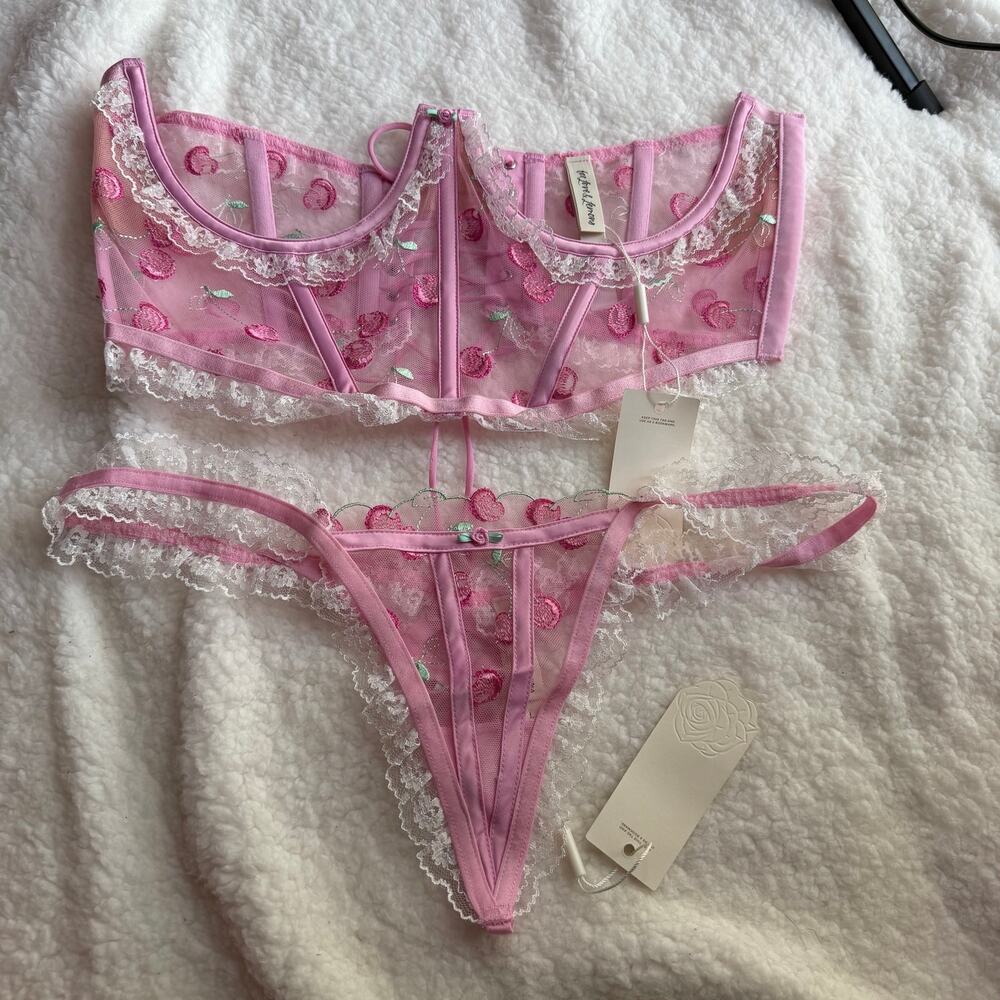 Love & Lemons Sweet Cherries Lingerie Set. L